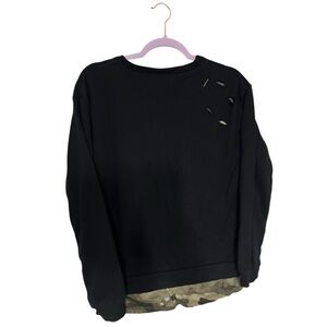 Black Sweatshirt with Camo Detail